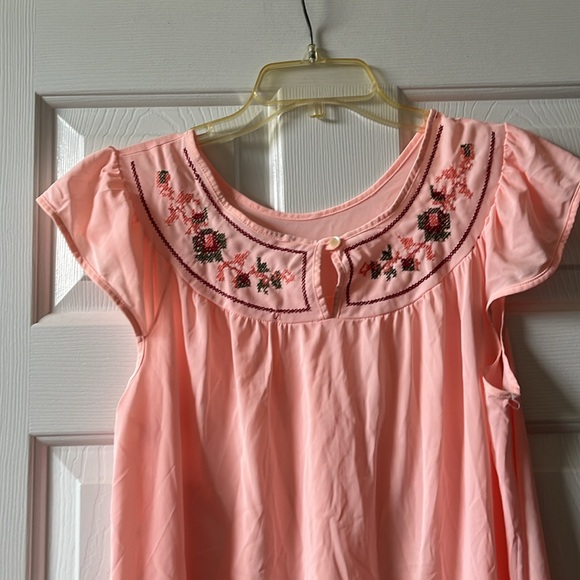 Vintage Pink Embroidered Nightgown - Picture 2 of 4